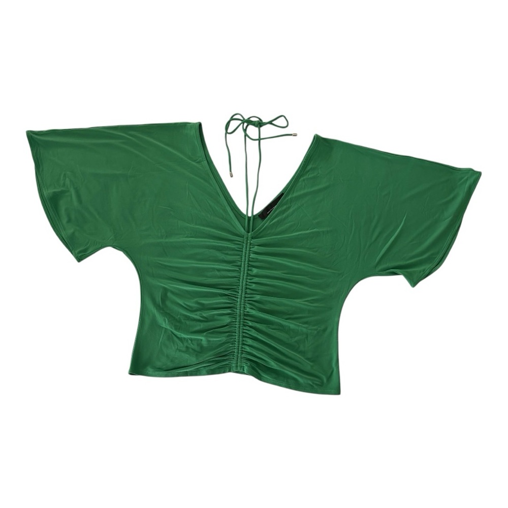 💚  Matte Jersey Ruched Front Green Top | White House Black Market | M 💚